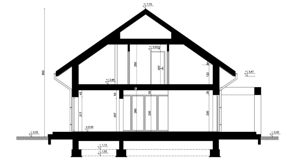 Przekrój A-A - projekt domu SEJ-PRO 047 ENERGO