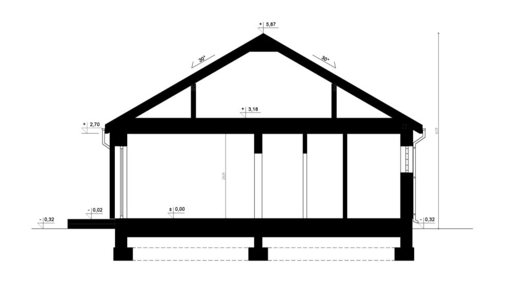 Przekrój A-A - projekt domu SEJ-PRO 026 ENERGO
