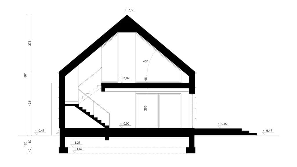 Przekrój A-A - projekt domu SEJ-PRO 058 ENERGO