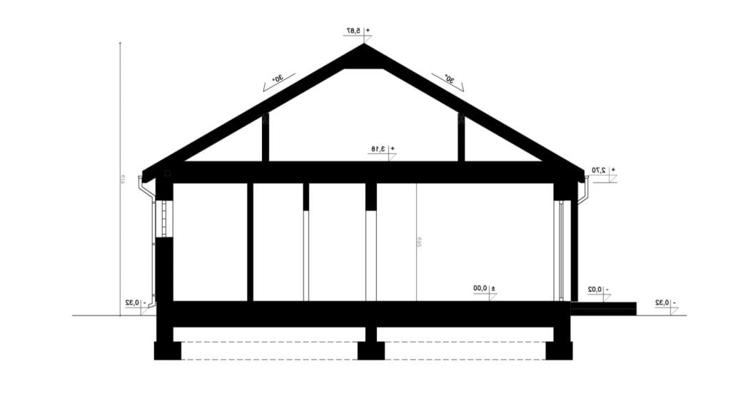 Przekrój A-A - projekt domu SEJ-PRO 026 ENERGO - odbicie lustrzane