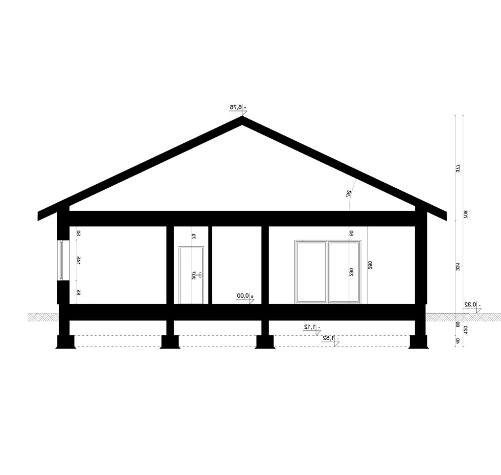 Przekrój A-A - projekt domu SEJ-PRO 009 ENERGO - odbicie lustrzane