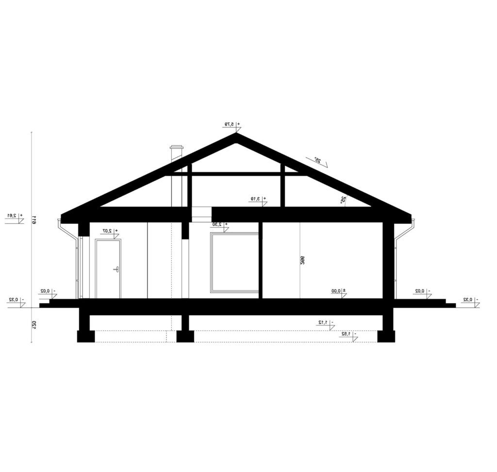 Przekrój A-A - projekt domu SEJ-PRO 015 ENERGO - odbicie lustrzane
