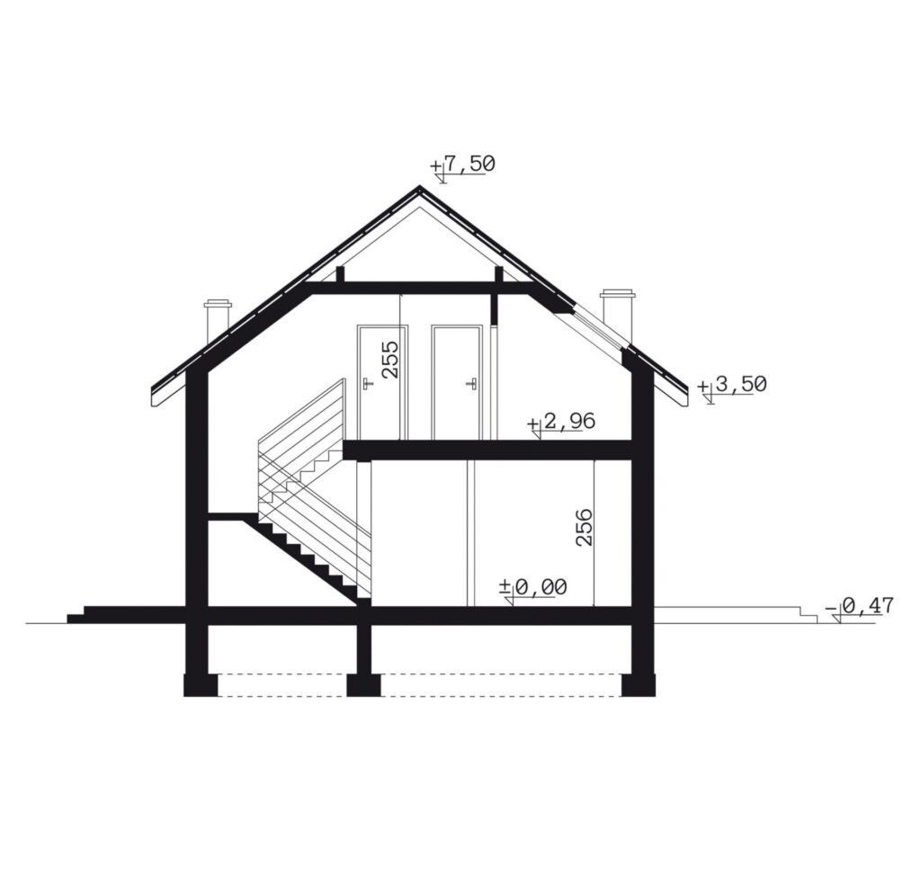 Przekrój A-A - projekt domu SEJ-PRO 003 ENERGO