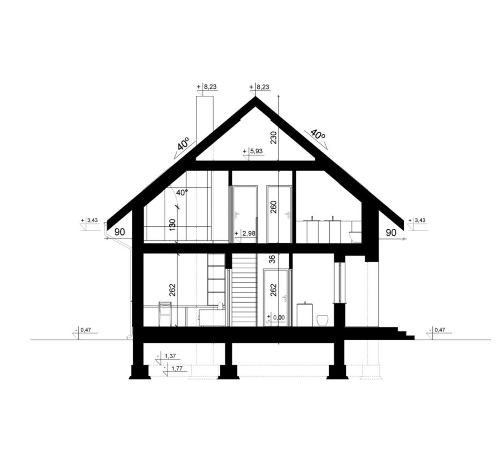 Przekrój A-A - projekt domu SEJ-PRO 018 ENERGO