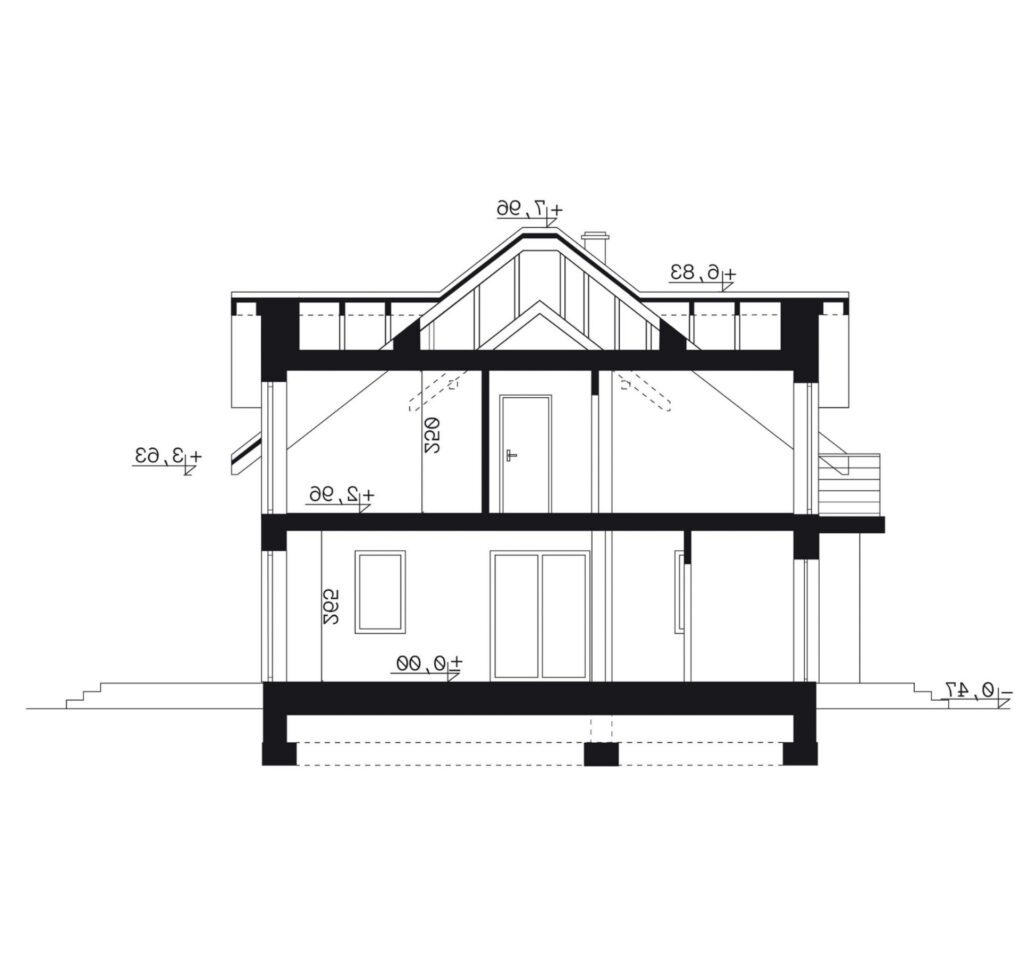 Przekrój A-A  - projekt domu SEJ-PRO 002 ENERGO - odbicie lustrzane