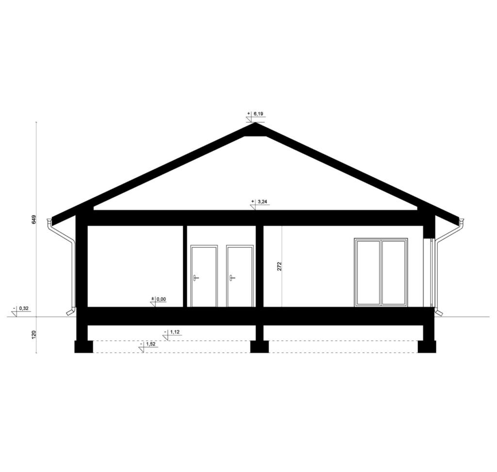 Przekrój A-A - projekt domu SEJ-PRO 014/1 ENERGO