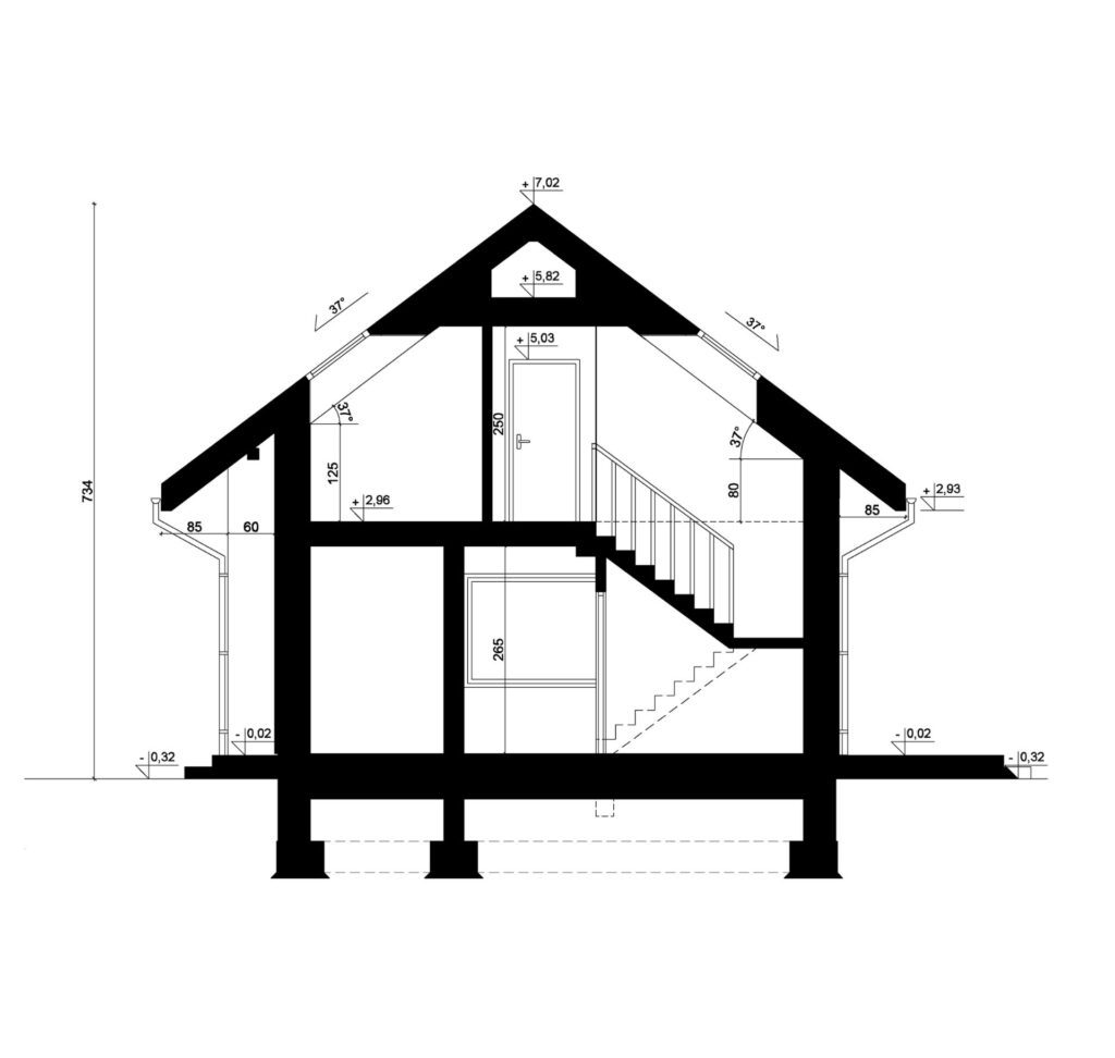 Przekrój A-A - projekt domu SEJ-PRO 005/1 G ENERGO