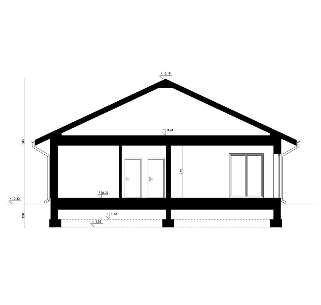 Przekrój A-A - projekt domu SEJ-PRO 014 ENERGO
