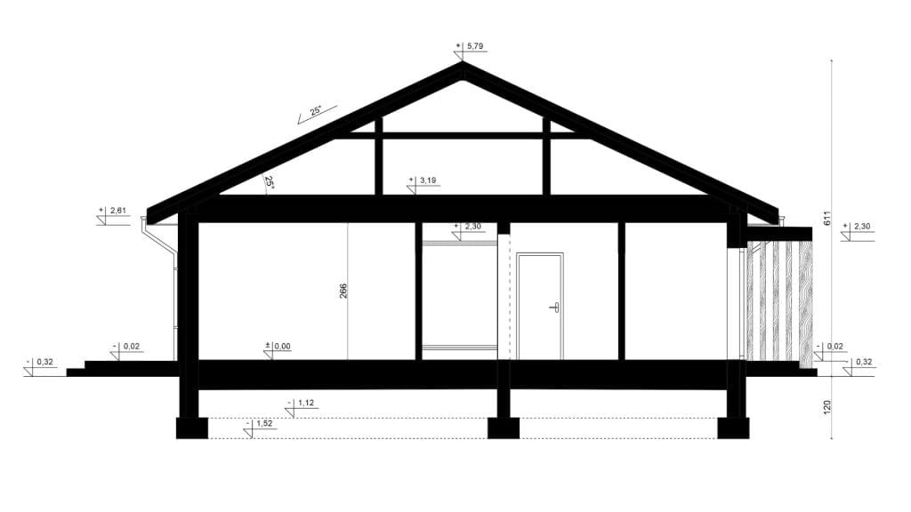 Przekrój A-A - projekt domu SEJ-PRO 015/1 ENERGO