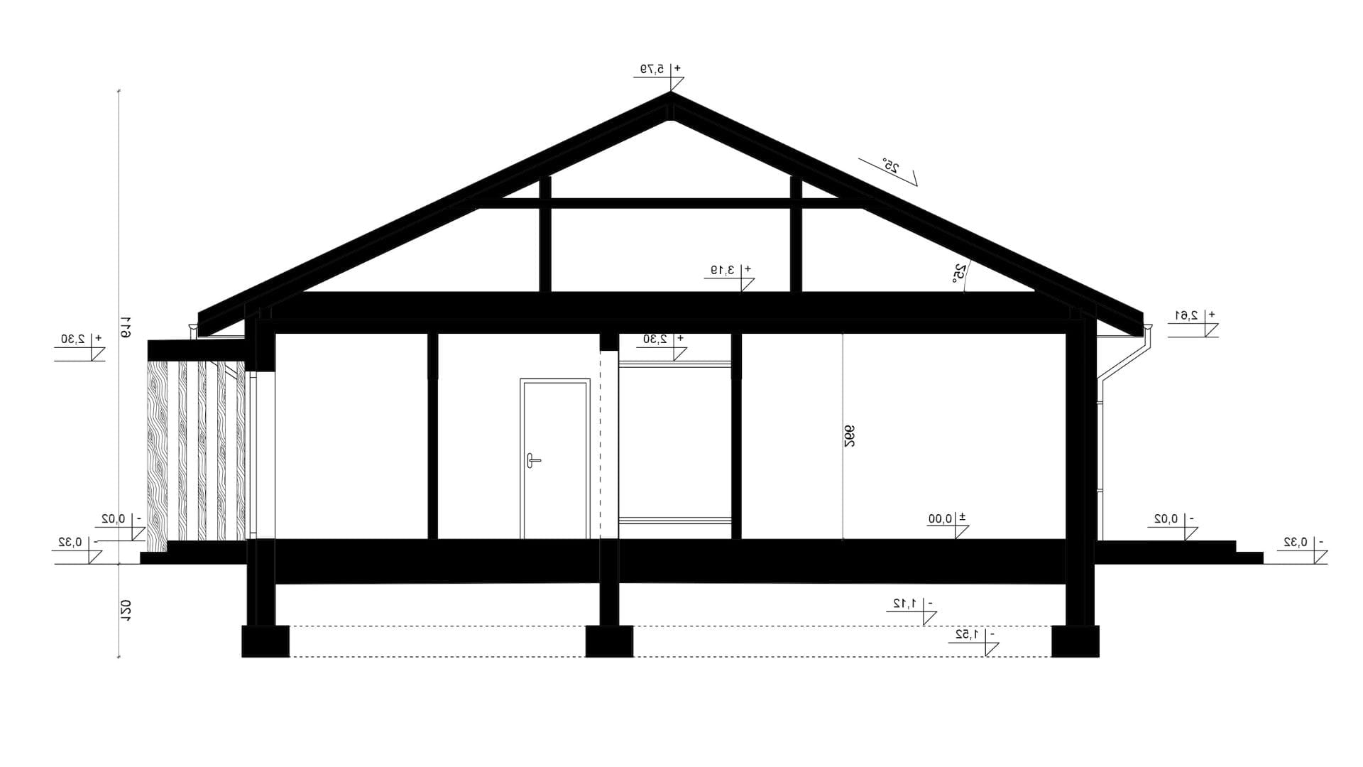 Przekrój A-A - projekt domu SEJ-PRO 015/1 ENERGO - odbicie lustrzane