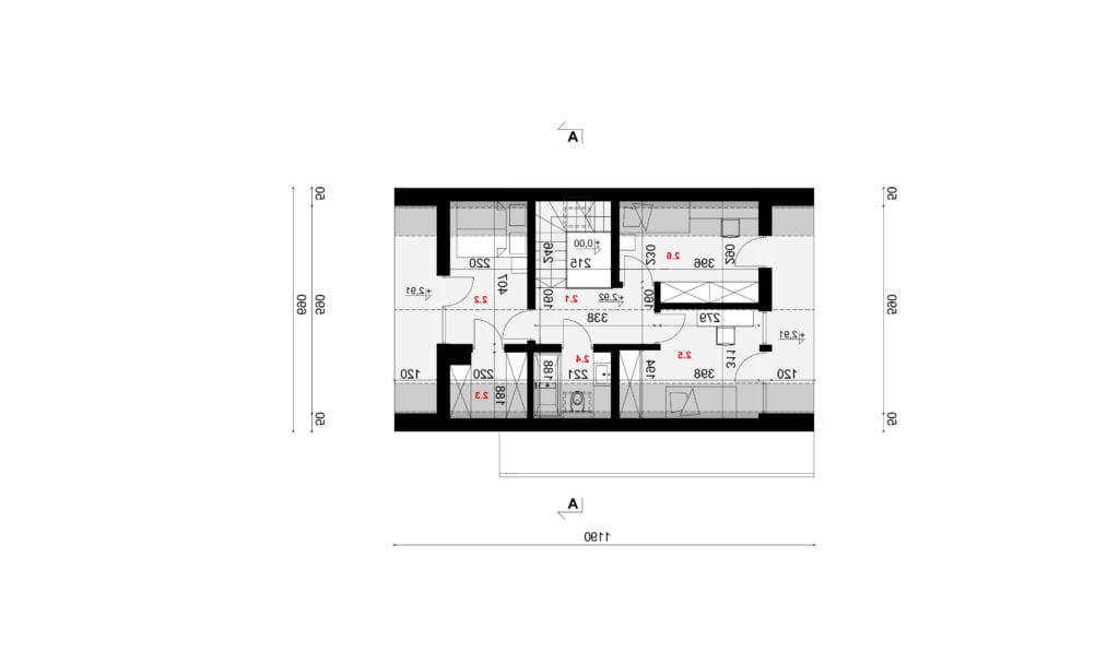 Rzut poddasza - projekt domu SEJ-PRO 072 ENERGO - odbicie lustrzane