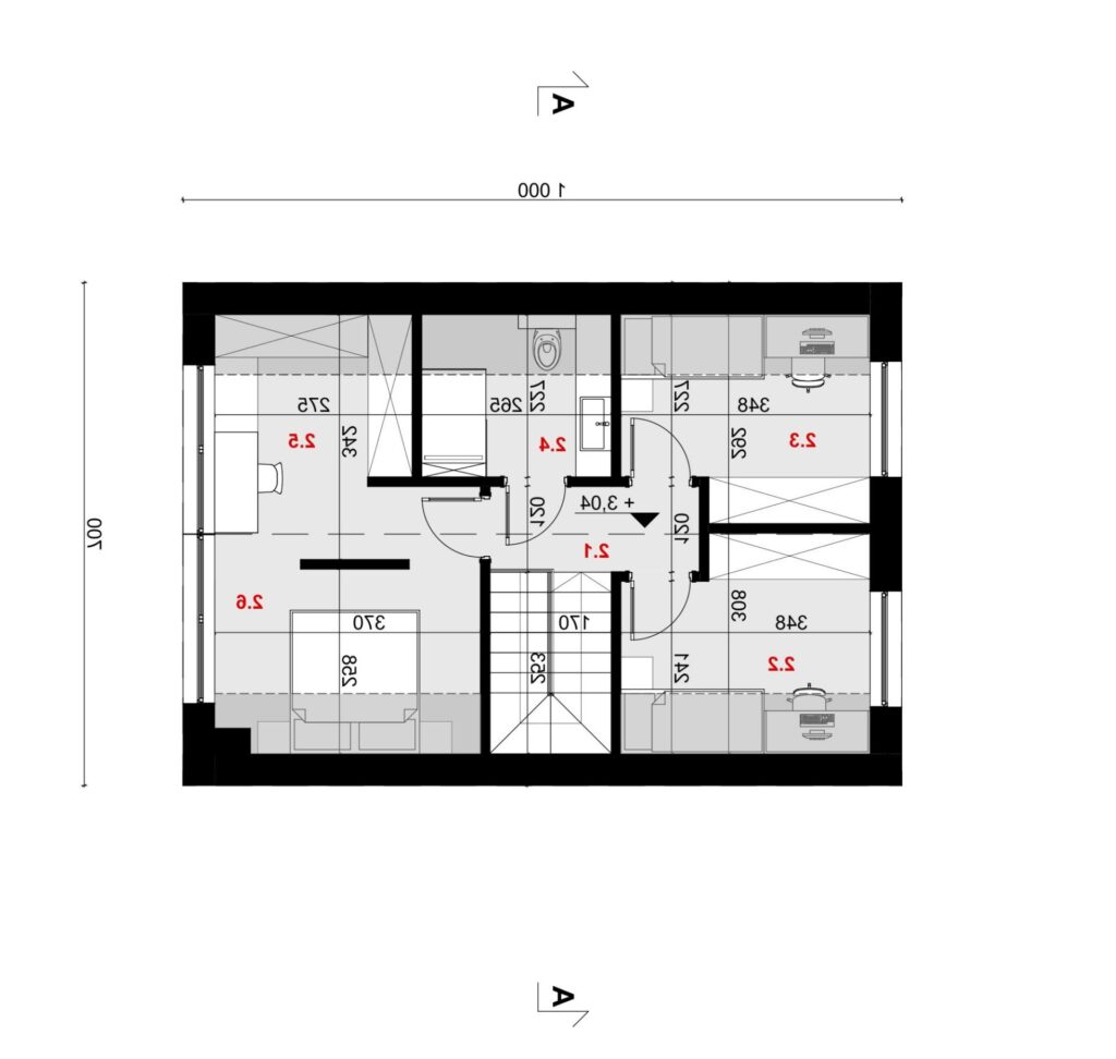 Rzut poddasza - projekt domu SEJ-PRO 019 ENERGO - odbicie lustrzane
