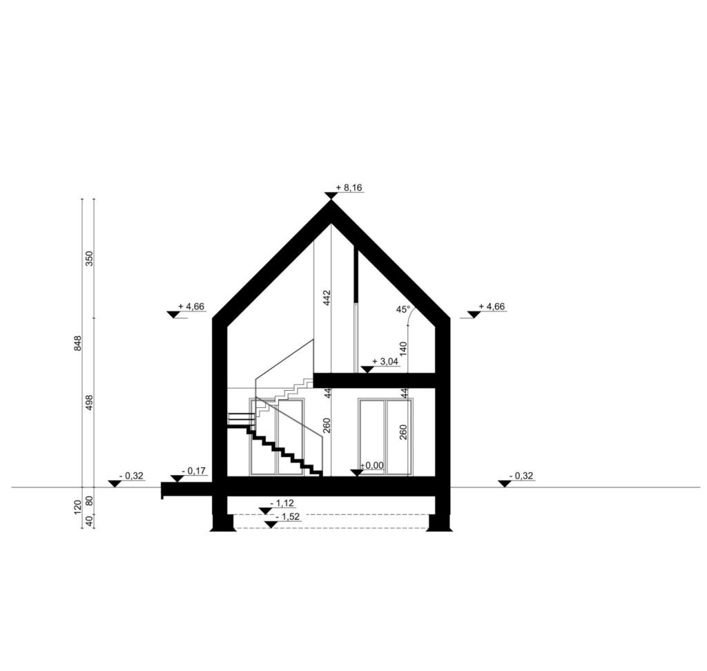 Przekrój A-A - projekt domu SEJ-PRO 019 ENERGO