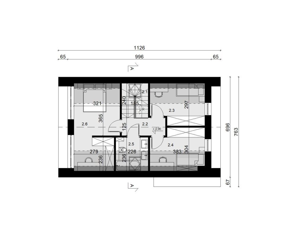 Rzut poddasza - projekt domu SEJ-PRO 040/1 ENERGO
